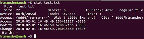 How to use stat command