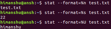 Stat command output