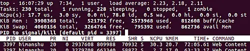 How to kill a process from within top output