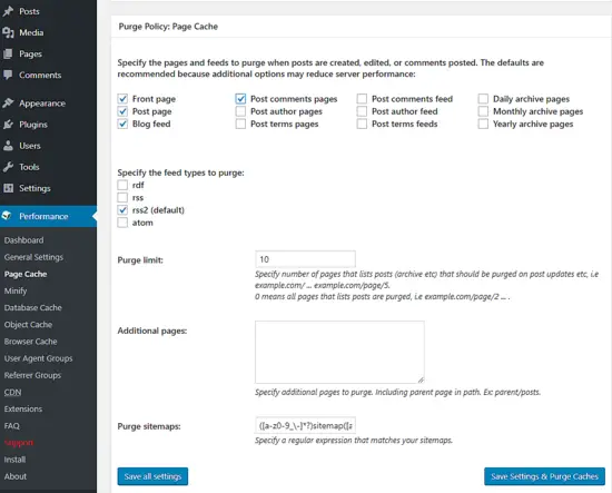 enable Front page, Post page, Blog feed, Post comments pages and rss2