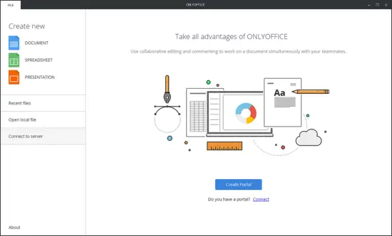 ONLYOFFICE Desktop Editor started.