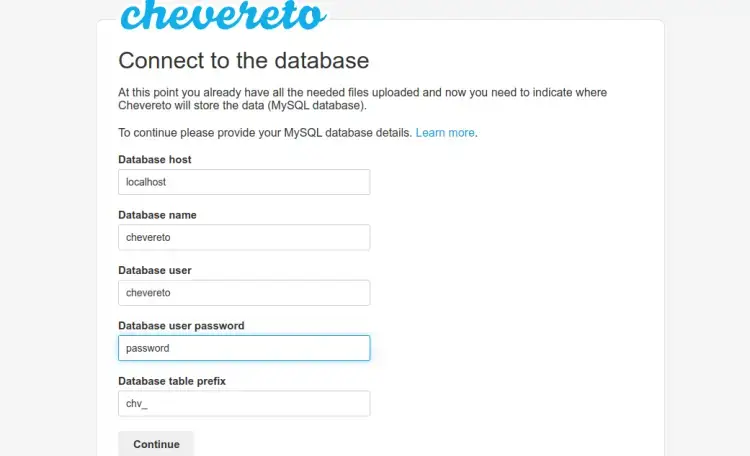 Database setup