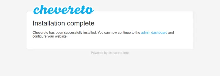 Chevereto installation completed successfully