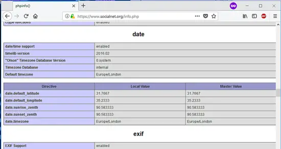PHP date settings