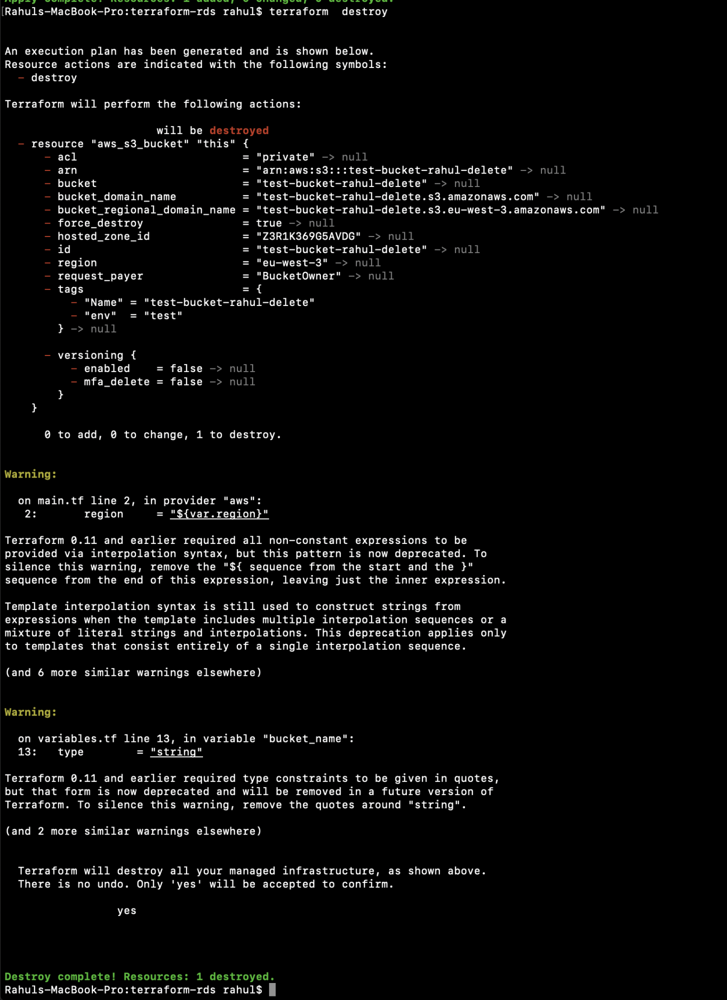 Create an S3 Bucket on AWS using Terraform