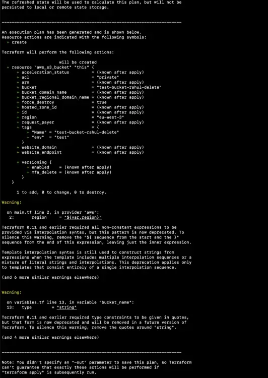  terraform plan