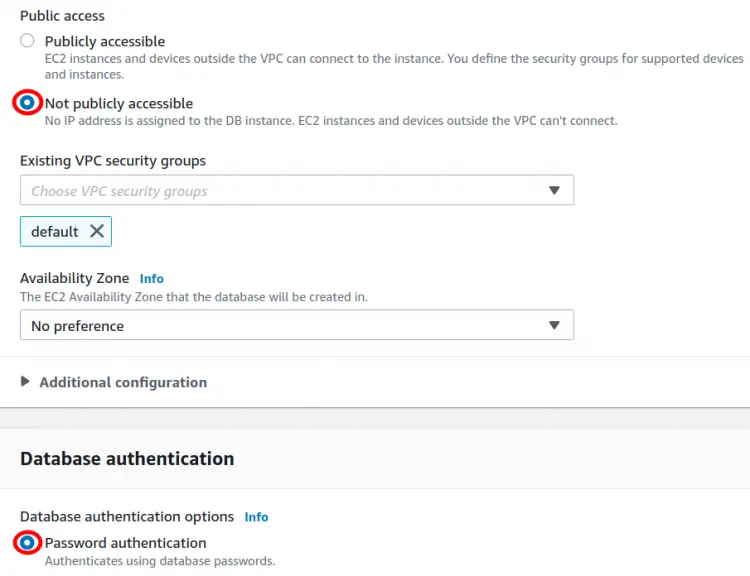 Accessibility and authentication configurationtion