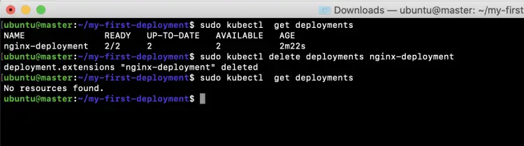 kubectl  get deployments