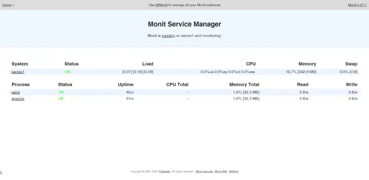 Monit Service manager on Debian