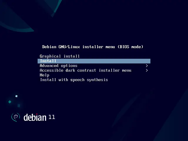 Debian 11 Boot Screen