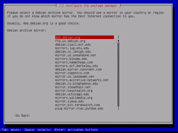 Select Debian mirror