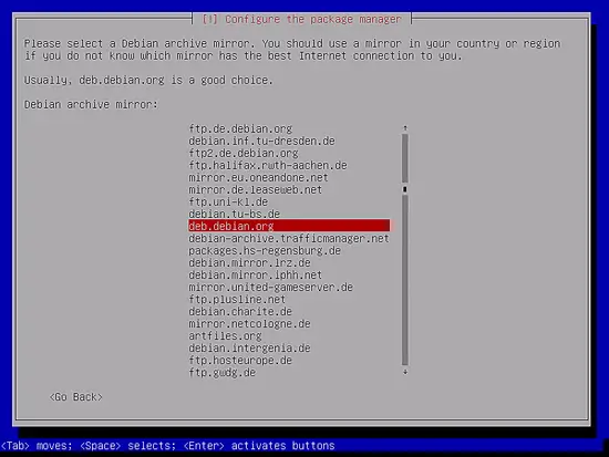 Select Debian mirror
