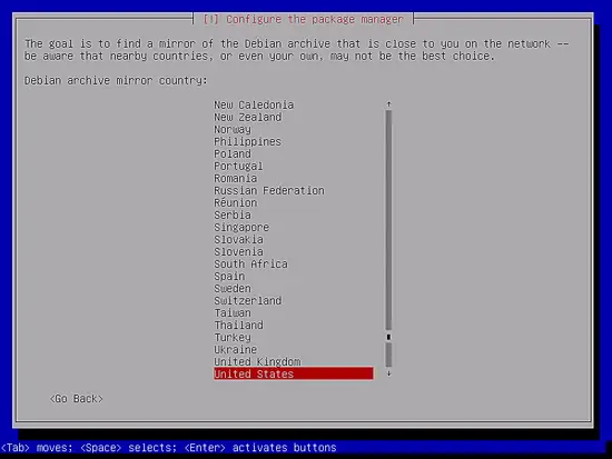 Configure apt country