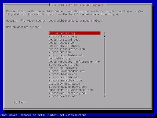 Select Debian mirror