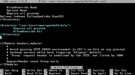 Edit httpd.conf file