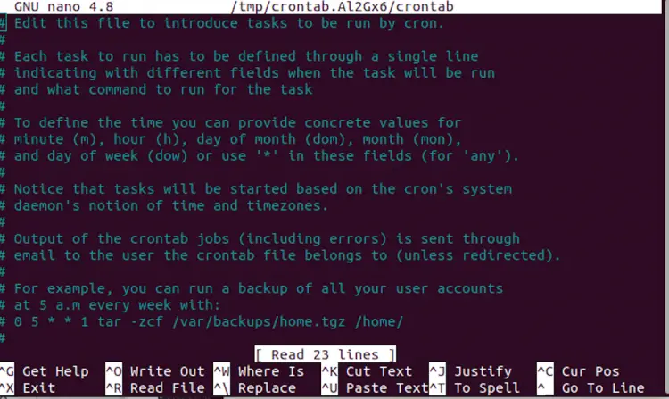 Edit the crontab