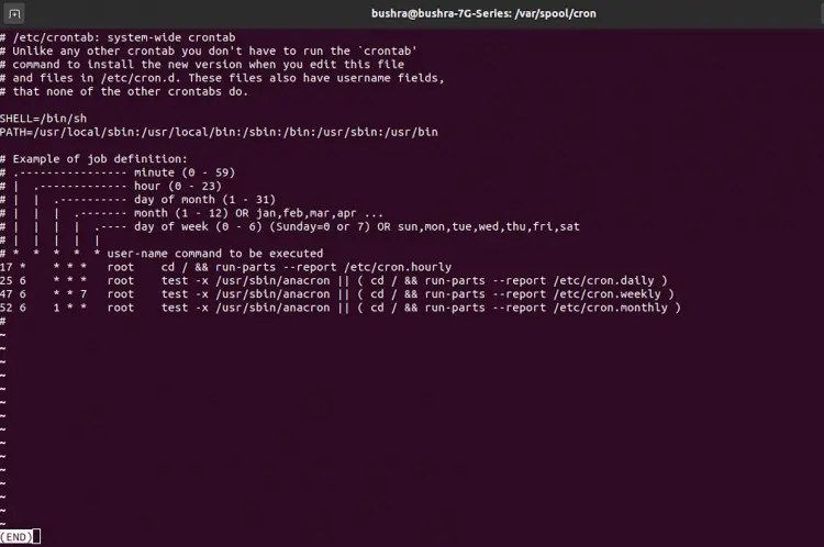 View Crontab using less command