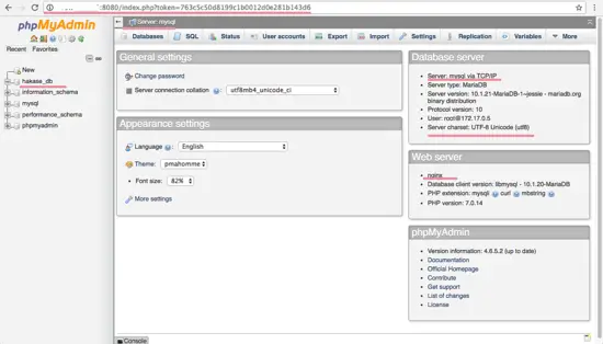 phpmyadmin and mysql docker container is working