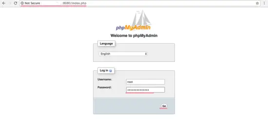 phpmyadmin docker container