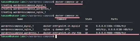 Start Docker-compose Wordpress