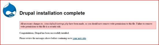 Installation done screenshot