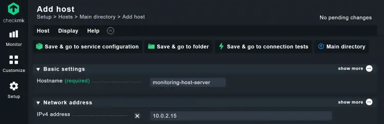 Adding a host in Checkmk takes just a few clicks