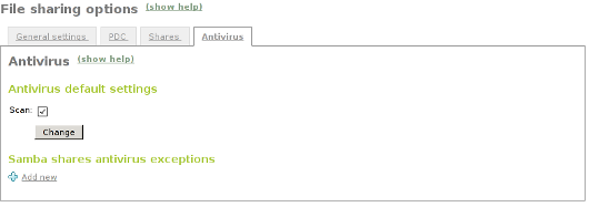 Antivirus settings
