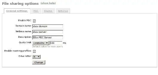 PDC general settings