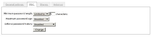 PDC password settings