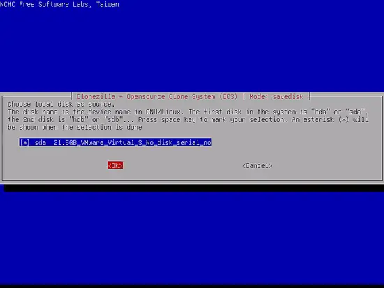 Select source disk