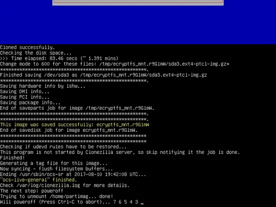 Finished cloning the disk