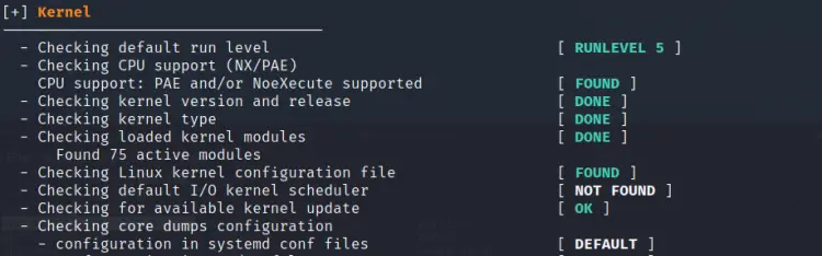 Kernel specific checks