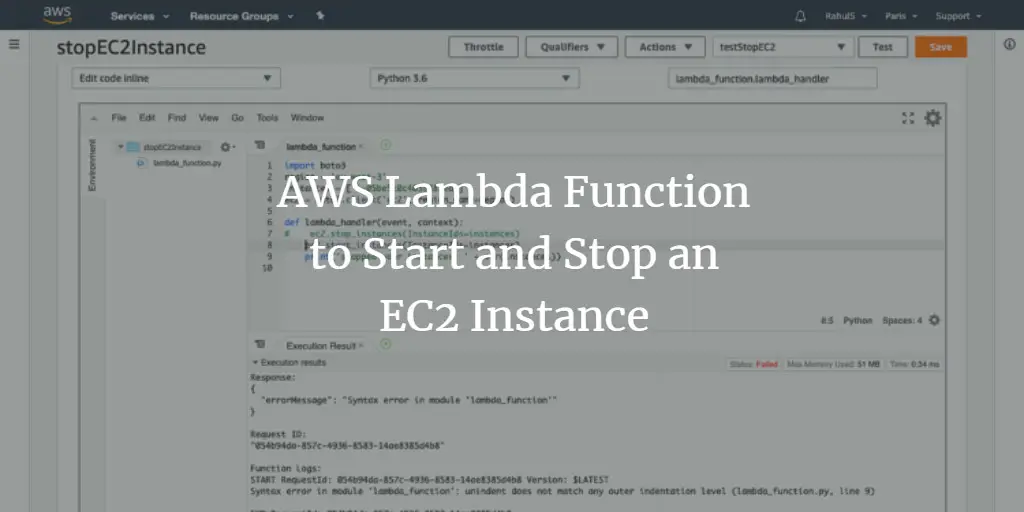 AWS Lambda Function to Start and Stop an EC2 Instance