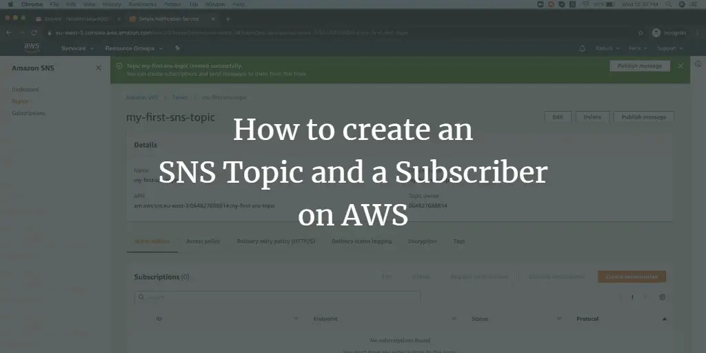 How to create an SNS Topic and a Subscriber on AWS