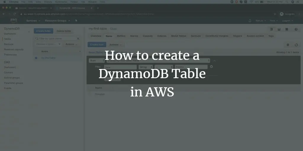 How to create a DynamoDB Table in AWS