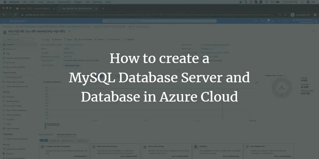 How to create a MySQL Database Server and Database in Azure Cloud