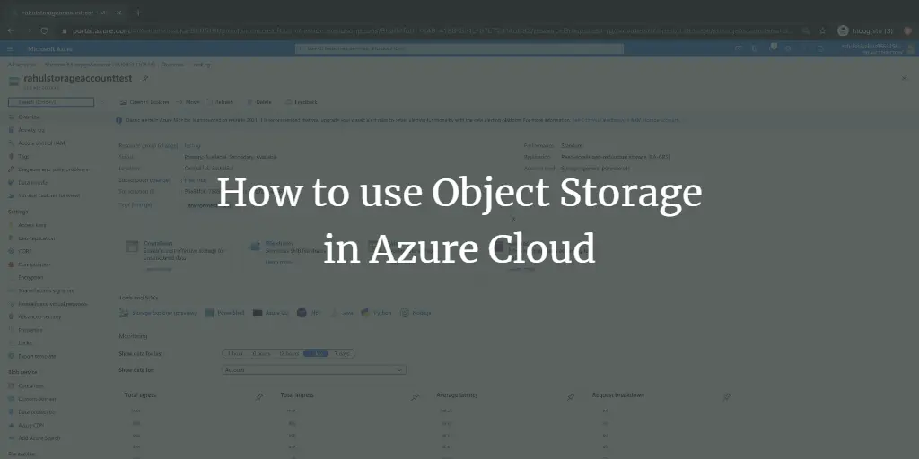 How to use Object Storage in Azure Cloud