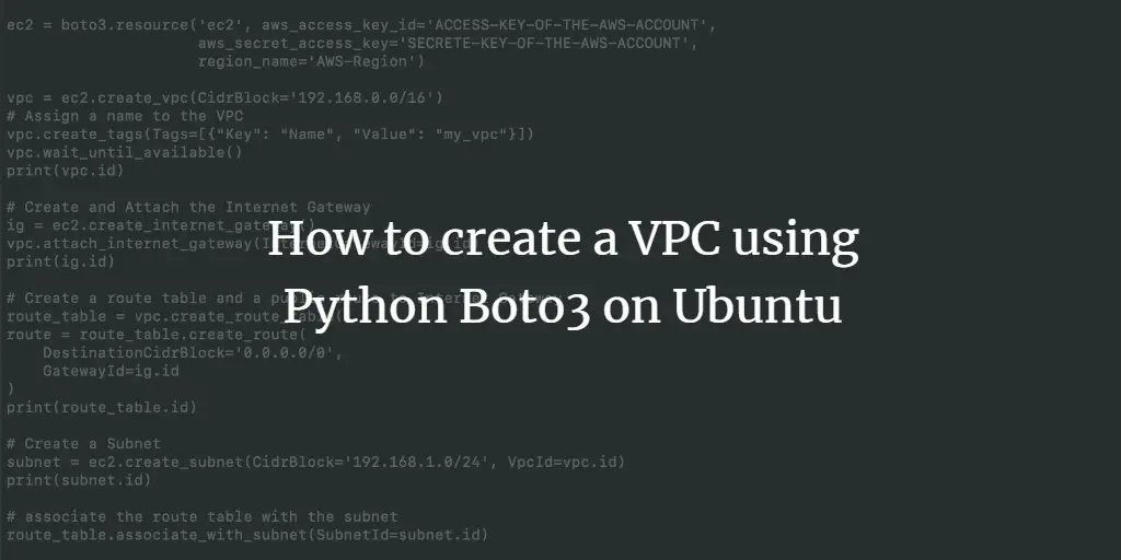 How to create a VPC using Python Boto3 on Ubuntu