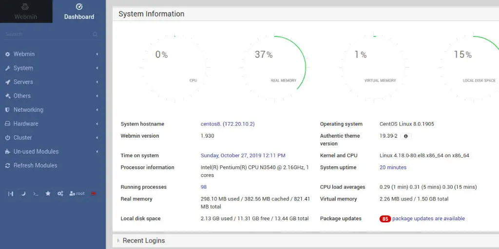 How to Install Webmin on CentOS 8