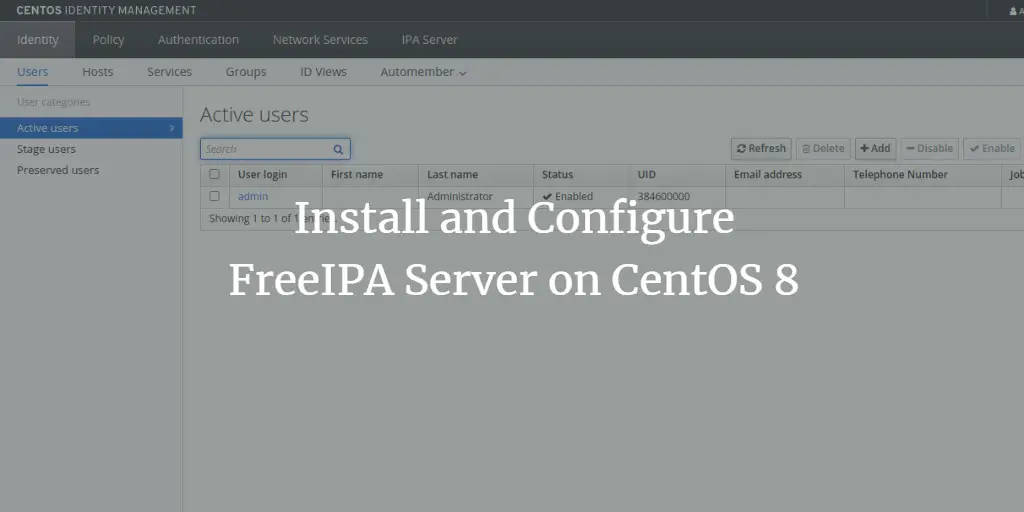 Install and Configure FreeIPA Server on CentOS 8