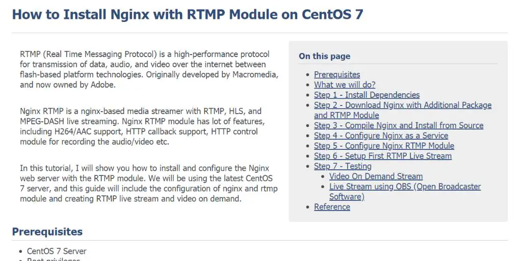 How to Install Nginx with RTMP Module on CentOS 7