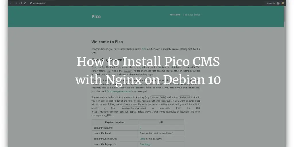 How to Install Pico CMS with Nginx on Debian 10