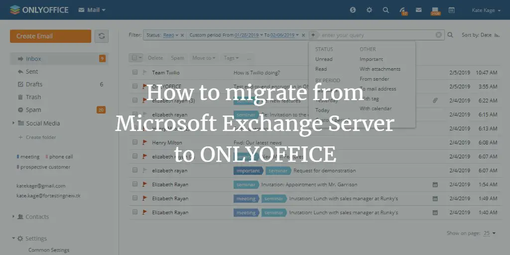 How to migrate from Microsoft Exchange Server to ONLYOFFICE