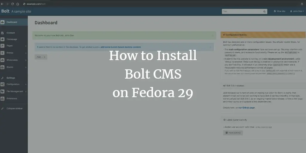 How to Install Bolt CMS on Fedora 29