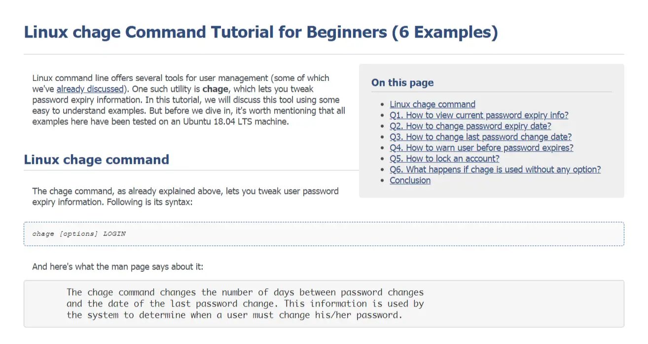 Linux chage Command Tutorial for Beginners (6 Examples)