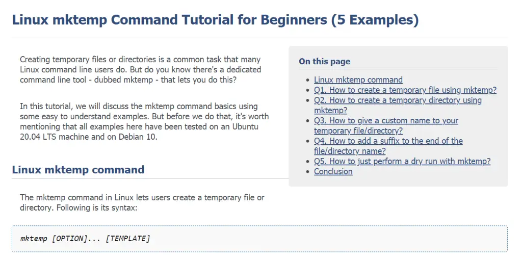 Linux mktemp Command Tutorial for Beginners (5 Examples)