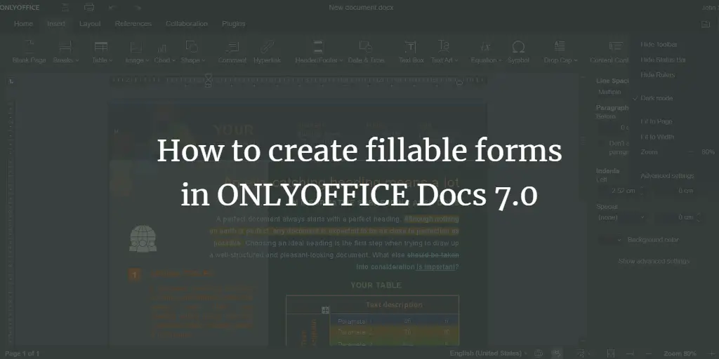 How to create fillable forms in ONLYOFFICE Docs 7.0