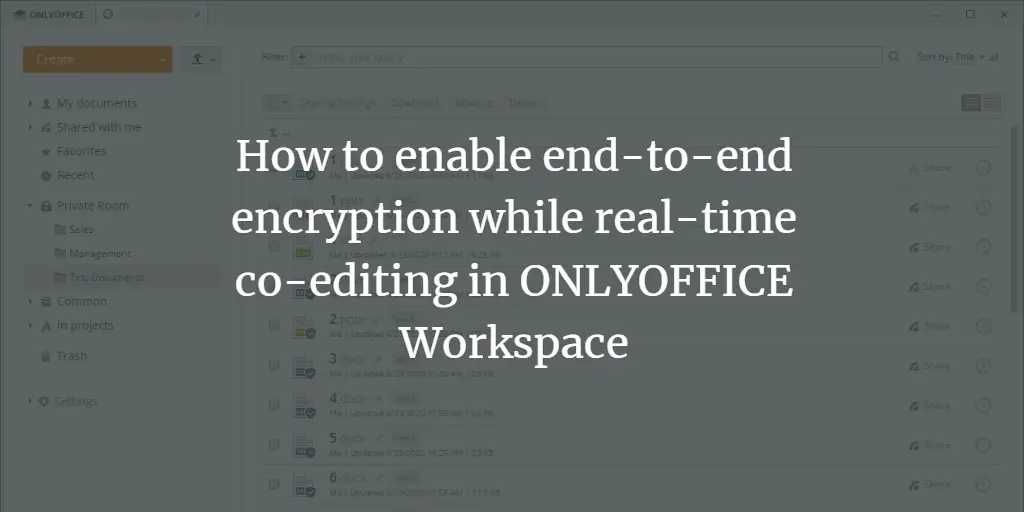 How to enable end-to-end encryption while real-time co-editing in ONLYOFFICE Workspace