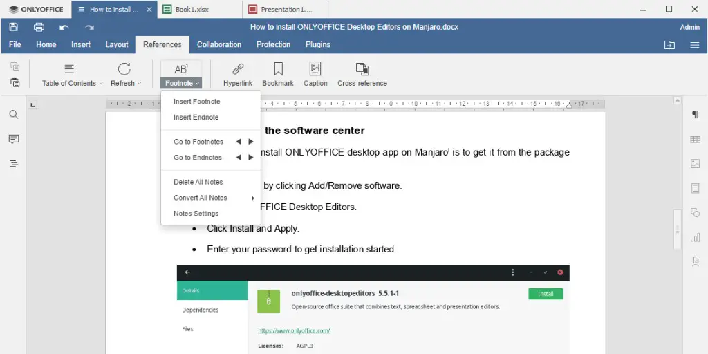 How to install ONLYOFFICE Desktop Editors on Manjaro Linux