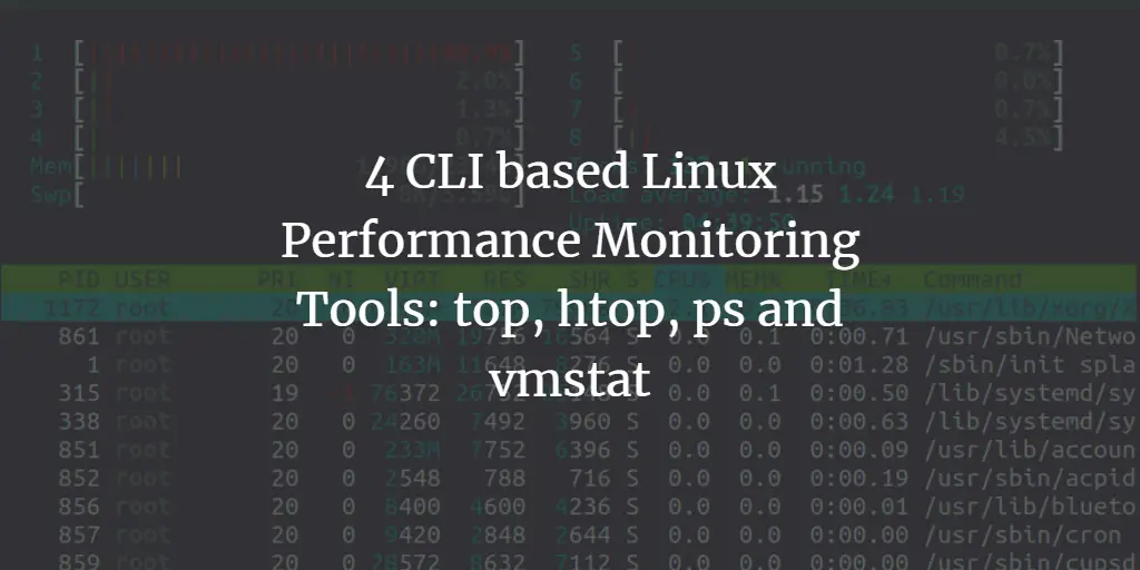 4 CLI based Linux Performance Monitoring Tools: top, htop, ps and vmstat